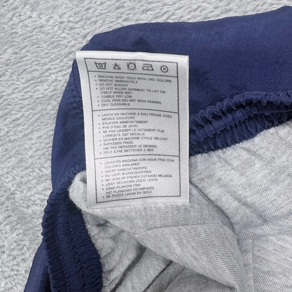 Vintage Nike Track Pants Mens Medium Navy Blue Lined Crinkle Nylon Zip Cuff